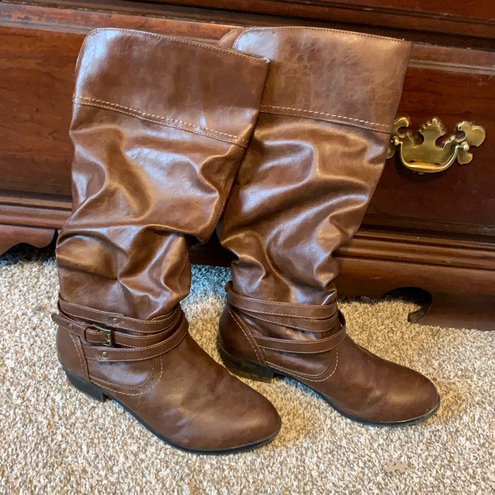 Womens brown thigh boots